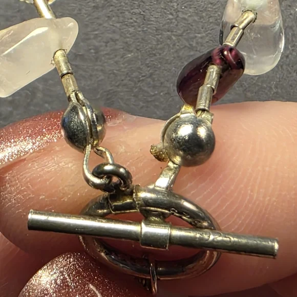 Vintage Sterling Silver Gemstone Pendant Necklace with Quartz Crystal 271 - Picture 5 of 10